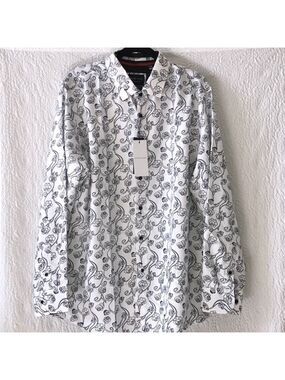 Silver Stone Collection Modern Fit Long Sleeve Floral Dress Button Down Shirt